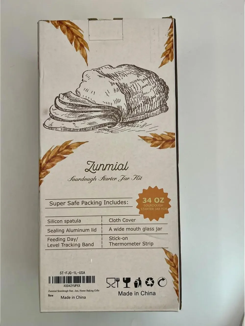 34oz Sourdough Starter Kit Jar with Feeding Band